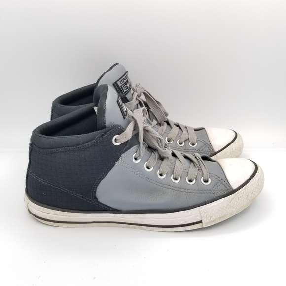 Converse Shoes | Converse Mens Sneakers Size 8 Leather Grey Black Ctas Hi Street 159453c | Color: Black/Gray | Size: 8 | Kixsrc's Closet